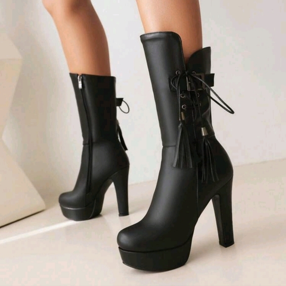 Super High Heel Waterproof Platform Short Boots For Women, Spring & Fall - Picture 1 of 6